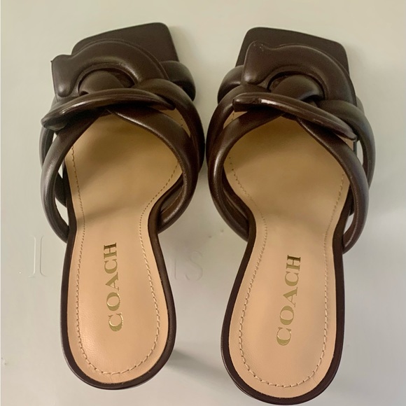 COACH KELLIE LEATHER SANDALS BRAIDED STRAPS-WOMEN- MAPLE - 9.5 - Picture 7 of 12